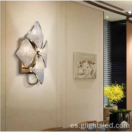 Lámpara de pared de cristal LED de cabecera decorativa interior para dormitorio